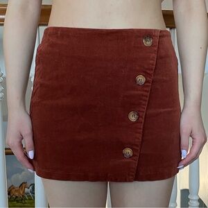 Forever 21 Fall Winter Button Wrap Style Corduroy Skirt Rust Girl's Size 9/10